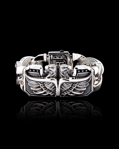 Covenant Silver Eagles Big Link Bracelet by NightRider Jewelry - Front View